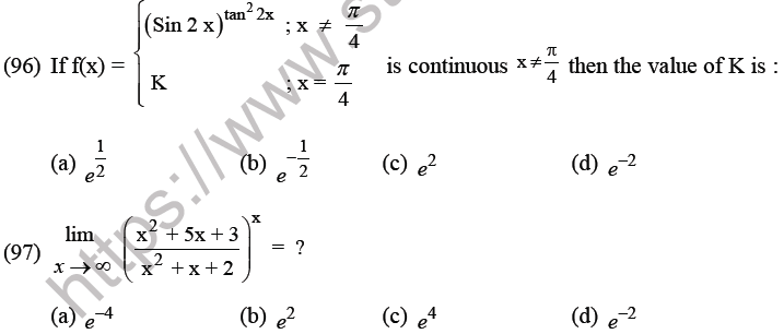 JEE Mathematics Limits Continuity And Differentiability MCQs Set B ...